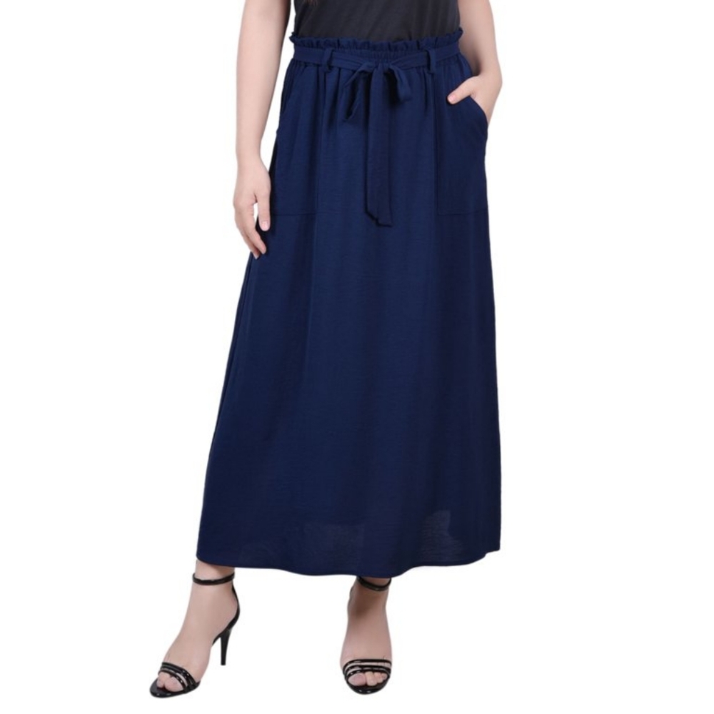 NY Collection | Belted Long Skirt w Pockets